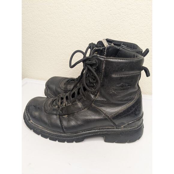 Harley Davidson Mens Slash Black Leather Boots 6 in Shaft 1 in Heel 93062 Size 7 - Picture 4 of 9